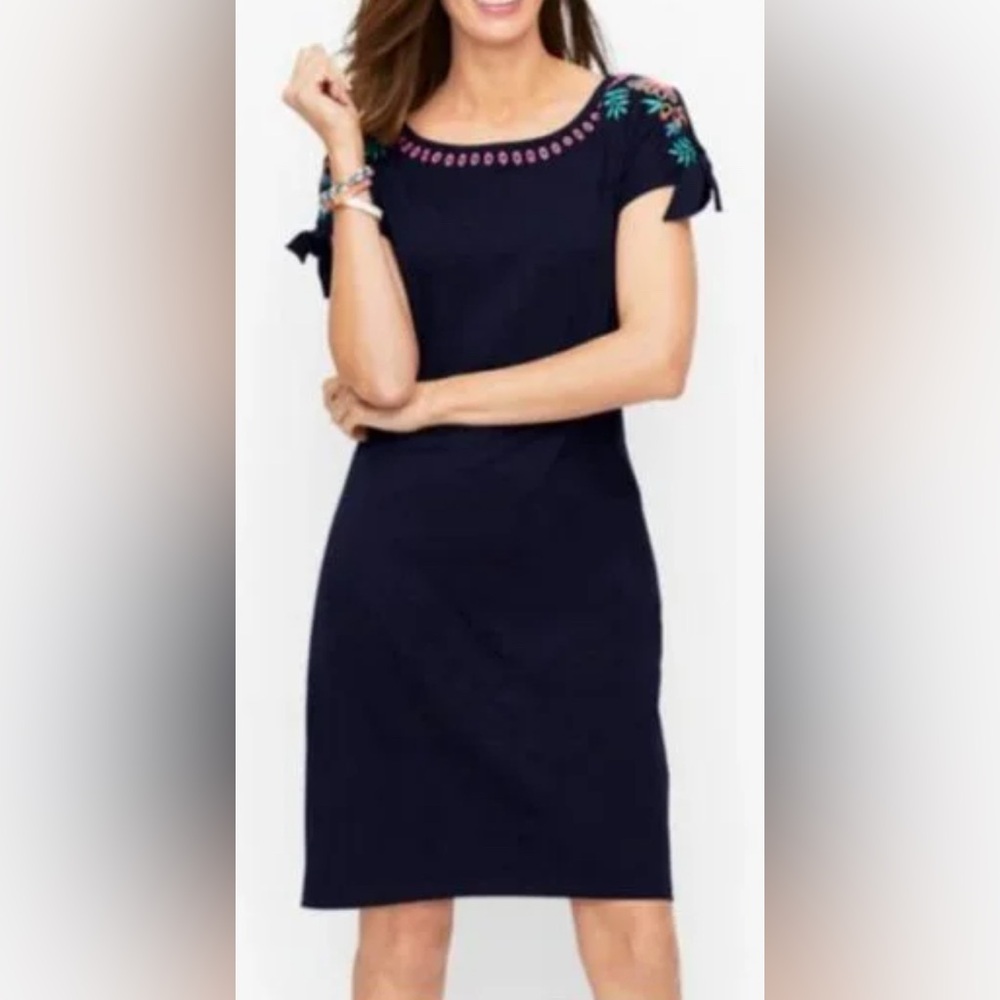 Talbots Blue One Shoulder Sheath Dress